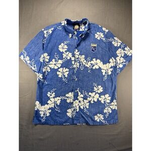 Reyn Spooner Shirt Mens Medium Kansas City Royals Reverse Print‎ Blue Hawaiian